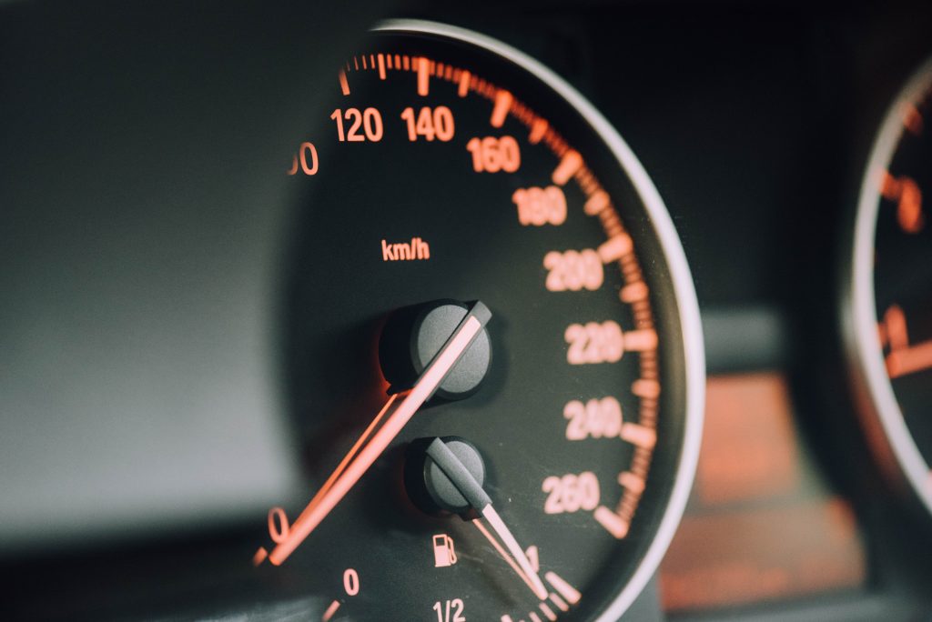 Speed meter inside a vehicle