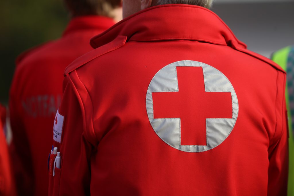 Red Cross on health-service provider uniform