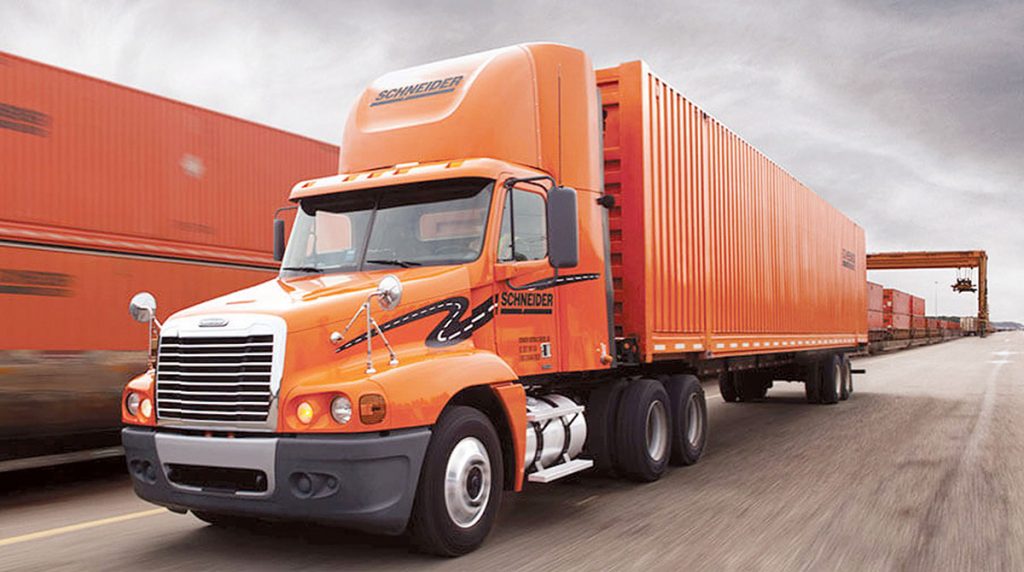 Orange Schneider National truck