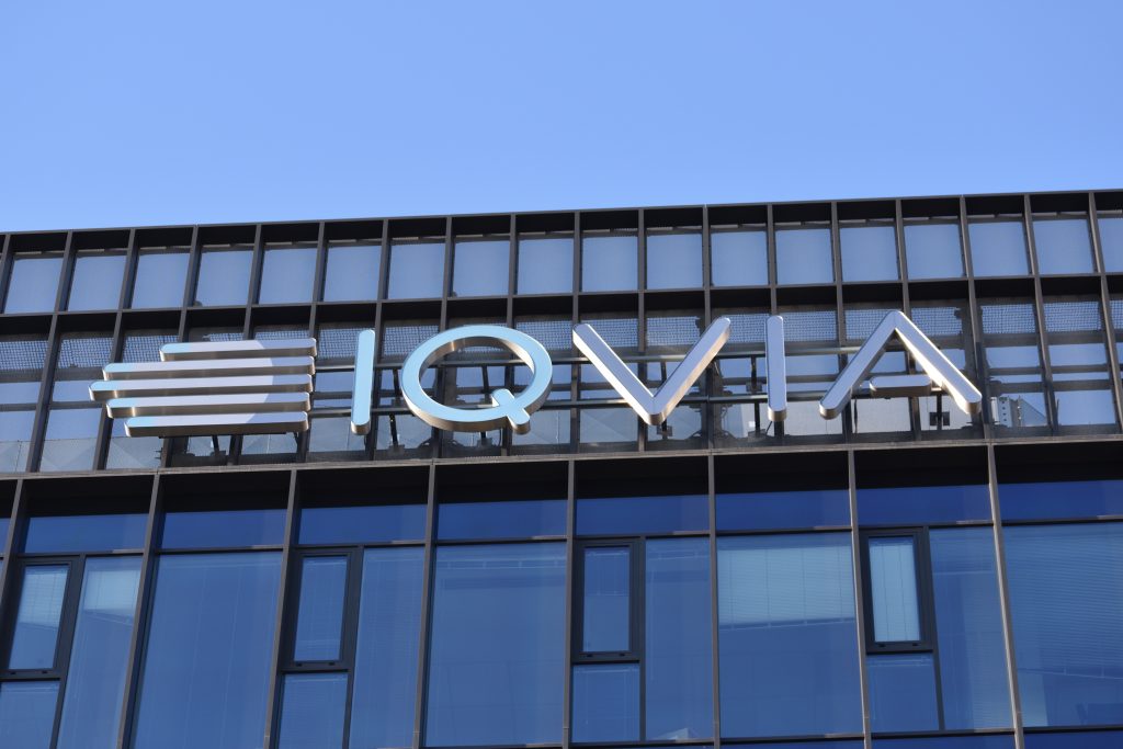 IQVIA logo at the side of building